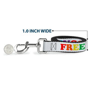 Dog Leash - FREE HUGS White/Multi Color