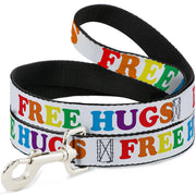 Dog Leash - FREE HUGS White/Multi Color
