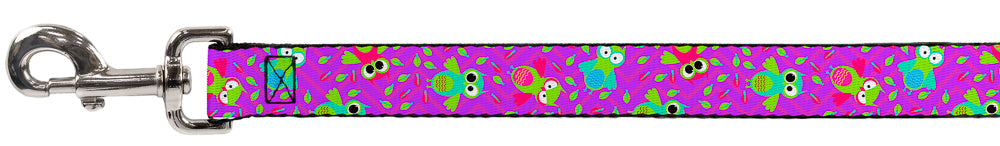 Dog Leash - Flying Owls w/Leaves Purple/Multi Color