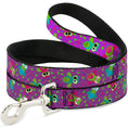 Load image into Gallery viewer, Dog Leash - Flying Owls w/Leaves Purple/Multi Color
