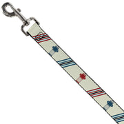 Dog Leash - Fire Hydrants/Stripes Tan/Blues/Reds