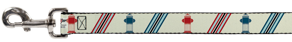 Dog Leash - Fire Hydrants/Stripes Tan/Blues/Reds