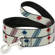 Dog Leash - Fire Hydrants/Stripes Tan/Blues/Reds