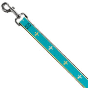 Dog Leash - Fleur-de-Lis2 Baby Blue/Tan/Lime Green