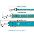 Load image into Gallery viewer, Dog Leash - Fleur-de-Lis2 Baby Blue/Tan/Lime Green

