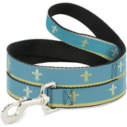 Dog Leash - Fleur-de-Lis2 Baby Blue/Tan/Lime Green