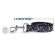 Dog Leash - Filigree Navy/Khaki