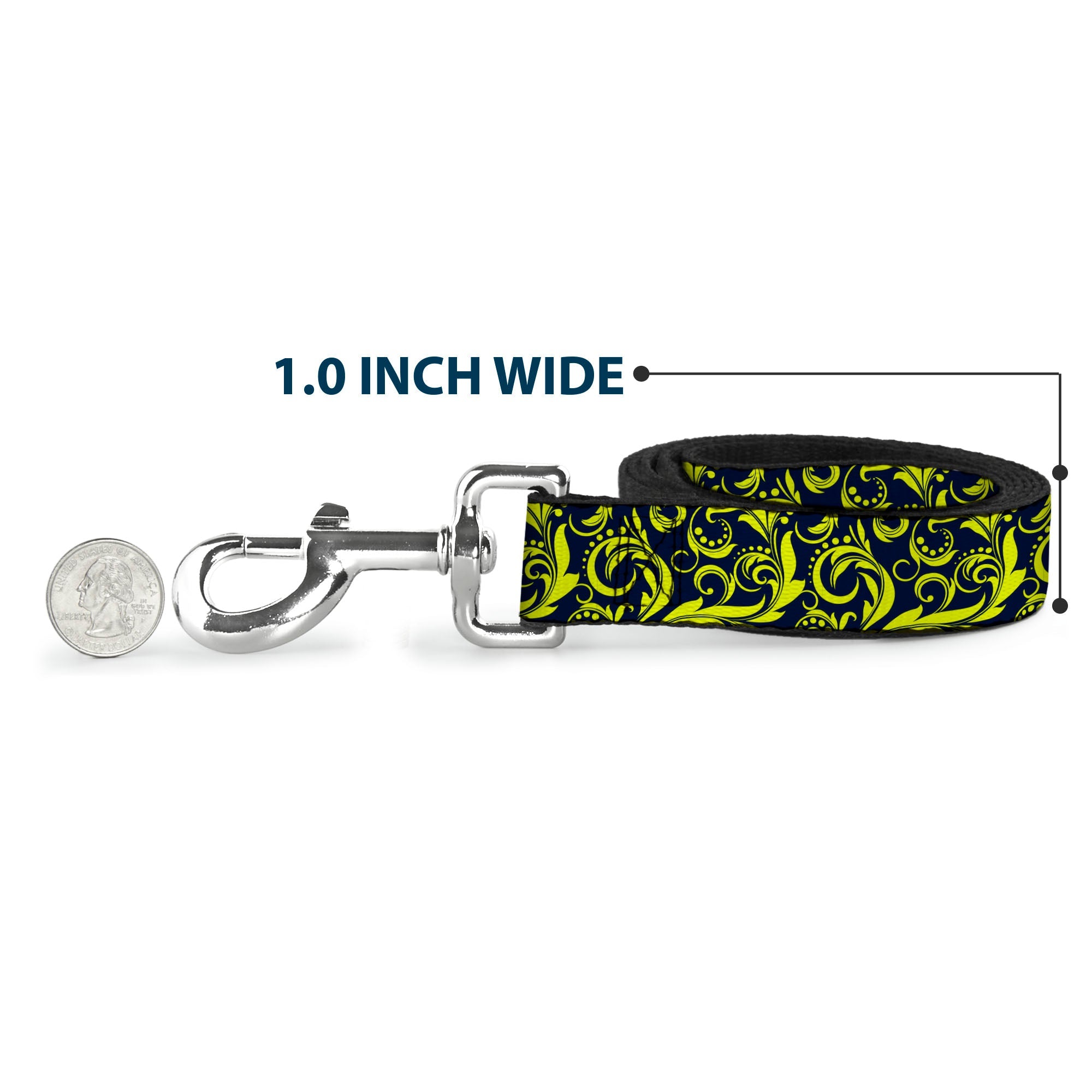 Dog Leash - Filigree Navy/Yellow