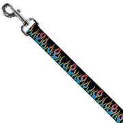 Dog Leash - Flames Black/Blue/Pink