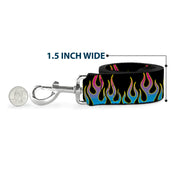 Dog Leash - Flames Black/Blue/Pink