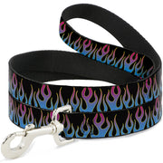 Dog Leash - Flames Black/Blue/Pink
