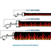 Dog Leash - Flames Black/Orange/Red
