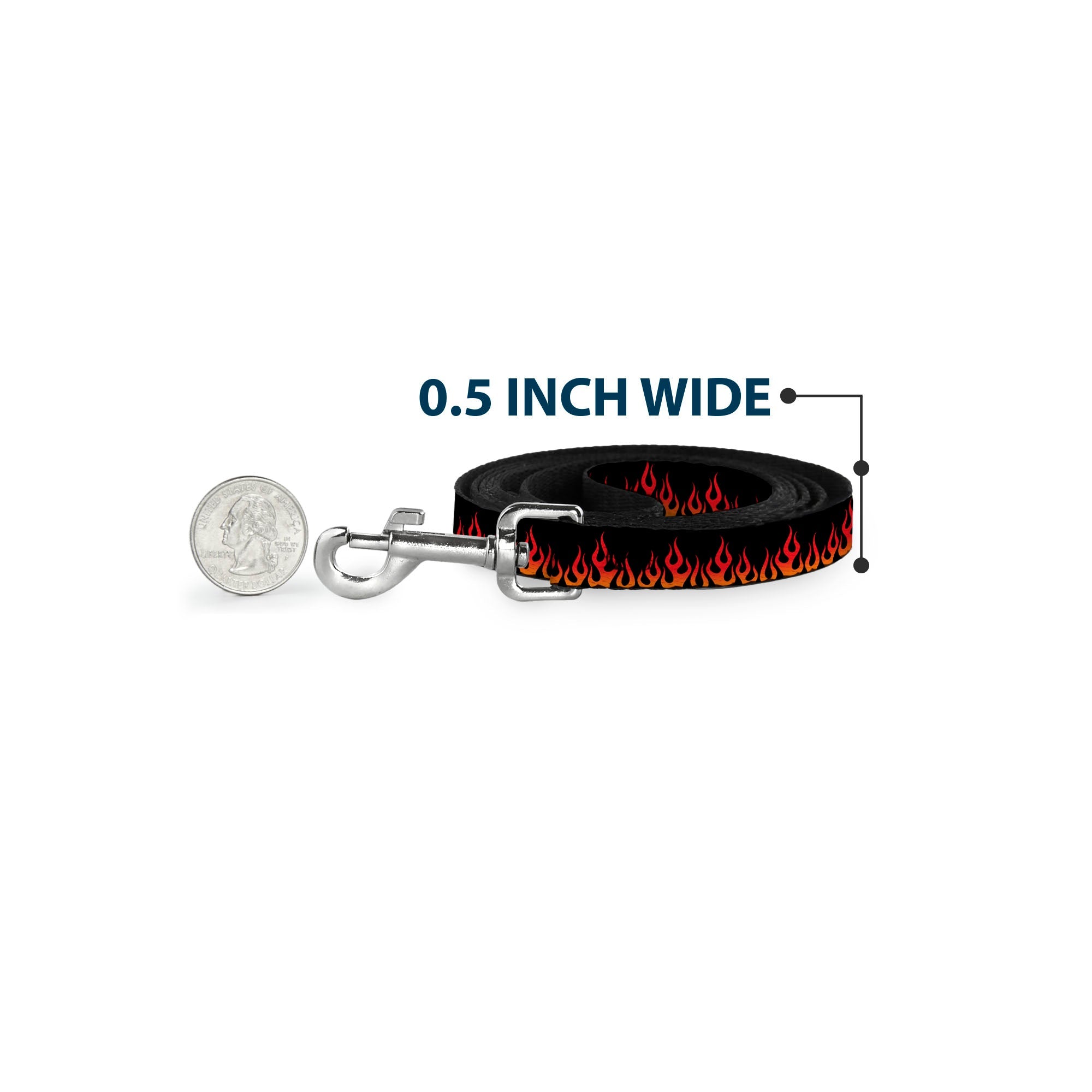 Dog Leash - Flames Black/Orange/Red