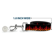Dog Leash - Flames Black/Orange/Red