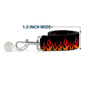 Dog Leash - Flames Black/Orange/Red