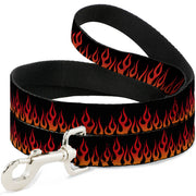 Dog Leash - Flames Black/Orange/Red