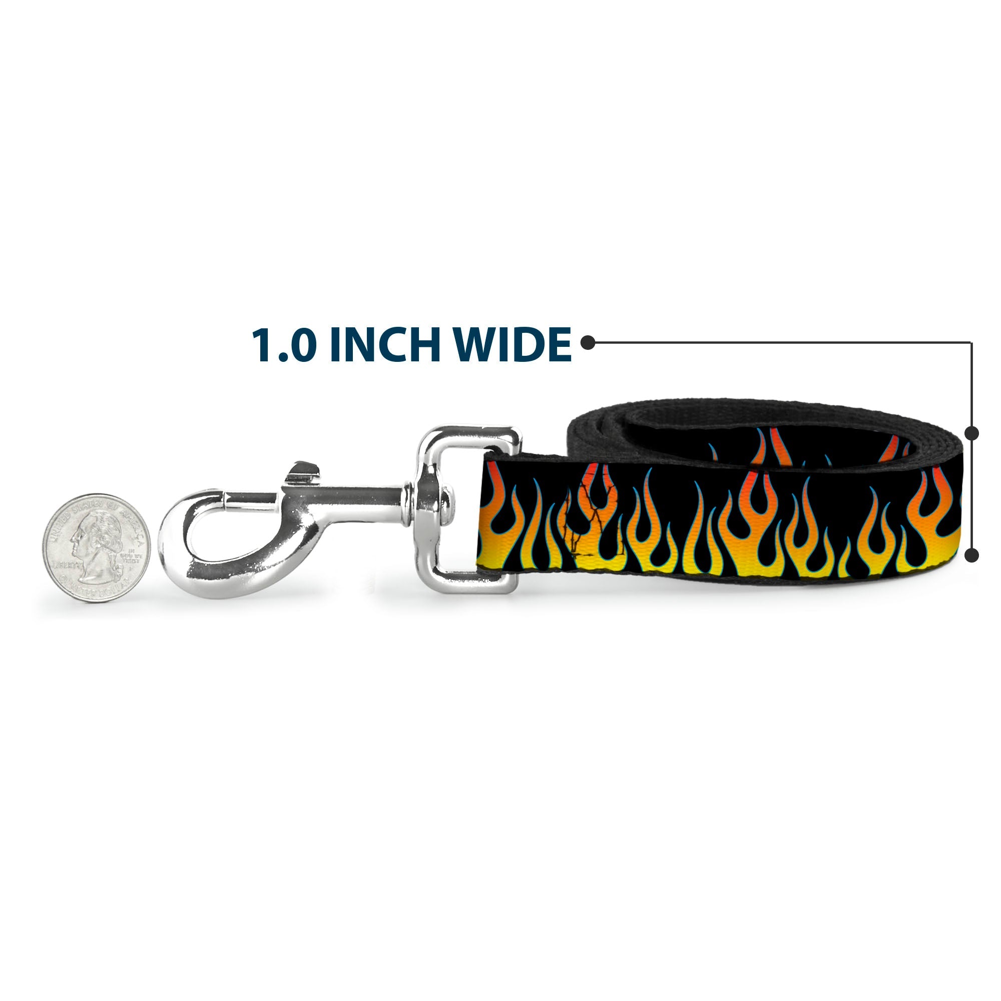 Dog Leash - Flames Black/Yellow/Orange