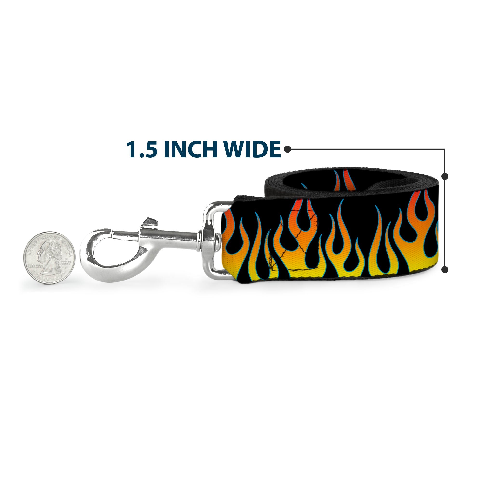 Dog Leash - Flames Black/Yellow/Orange