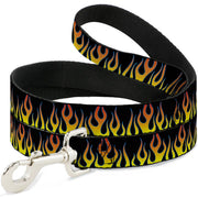 Dog Leash - Flames Black/Yellow/Orange
