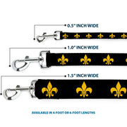 Dog Leash - Fleur-de-Lis Black/Yellow