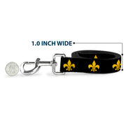 Dog Leash - Fleur-de-Lis Black/Yellow