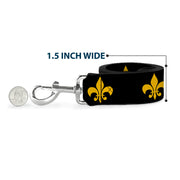 Dog Leash - Fleur-de-Lis Black/Yellow