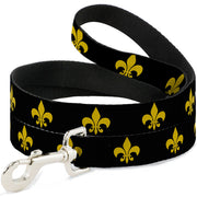 Dog Leash - Fleur-de-Lis Black/Yellow