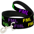 Load image into Gallery viewer, Buckle-Down Dog Leash - FML Black/Yellow/Green/Purple

