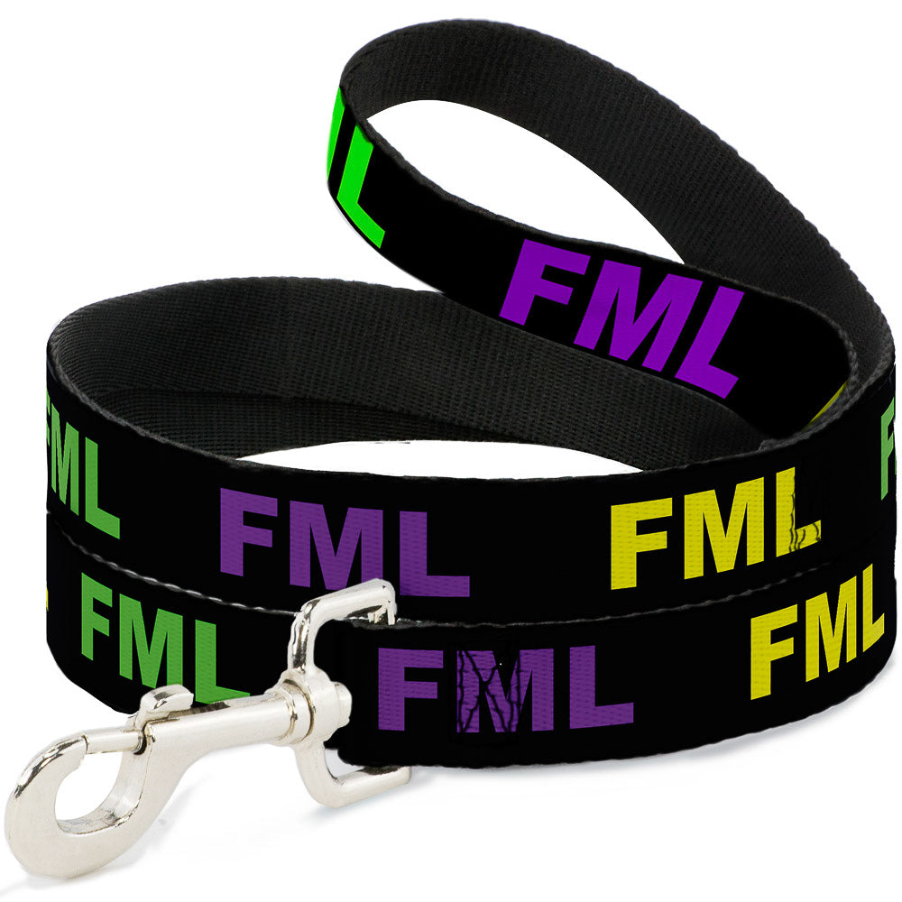 Buckle-Down Dog Leash - FML Black/Yellow/Green/Purple