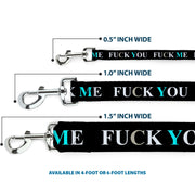 Buckle-Down Dog Leash - FUCK YOU/FUCK ME Black/White/Blue
