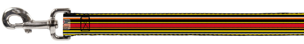 Dog Leash - Fine Stripes Black/Yellows/Orange/Red/White