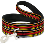 Dog Leash - Fine Stripes Black/Yellows/Orange/Red/White