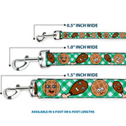 Dog Leash - Fried Chicken & Waffles Plaid White/Green
