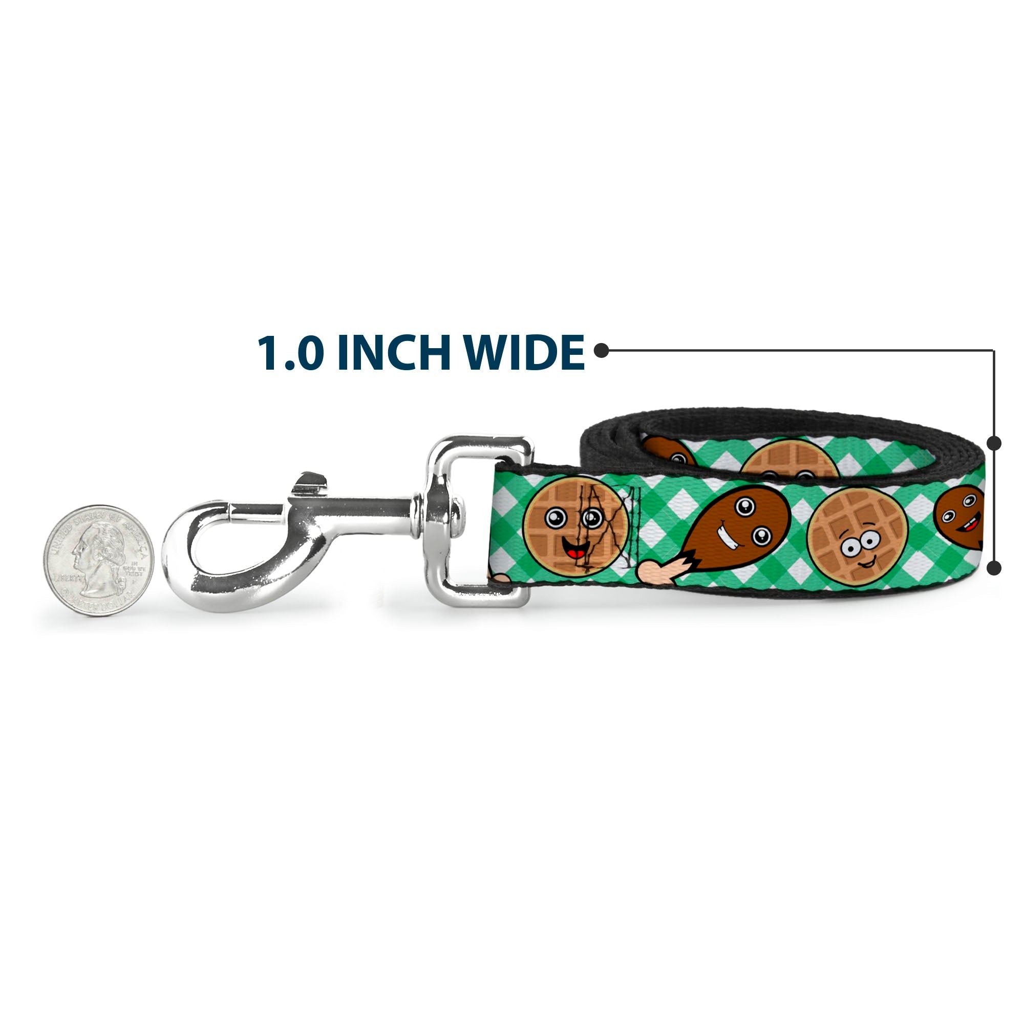 Dog Leash - Fried Chicken & Waffles Plaid White/Green