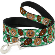 Dog Leash - Fried Chicken & Waffles Plaid White/Green