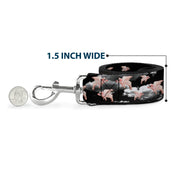 Dog Leash - Flying Pigs Black/White/Pink
