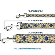 Dog Leash - Floral Collage Tan/Blue
