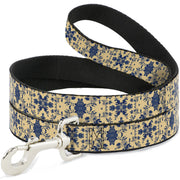 Dog Leash - Floral Collage Tan/Blue