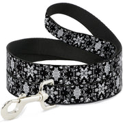 Dog Leash - Floral Collage Black/Gray/White