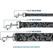 Dog Leash - Floral Paisley Black/White