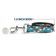 Dog Leash - Fox Face Scattered Sky Blue