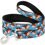 Dog Leash - Fox Face Scattered Sky Blue