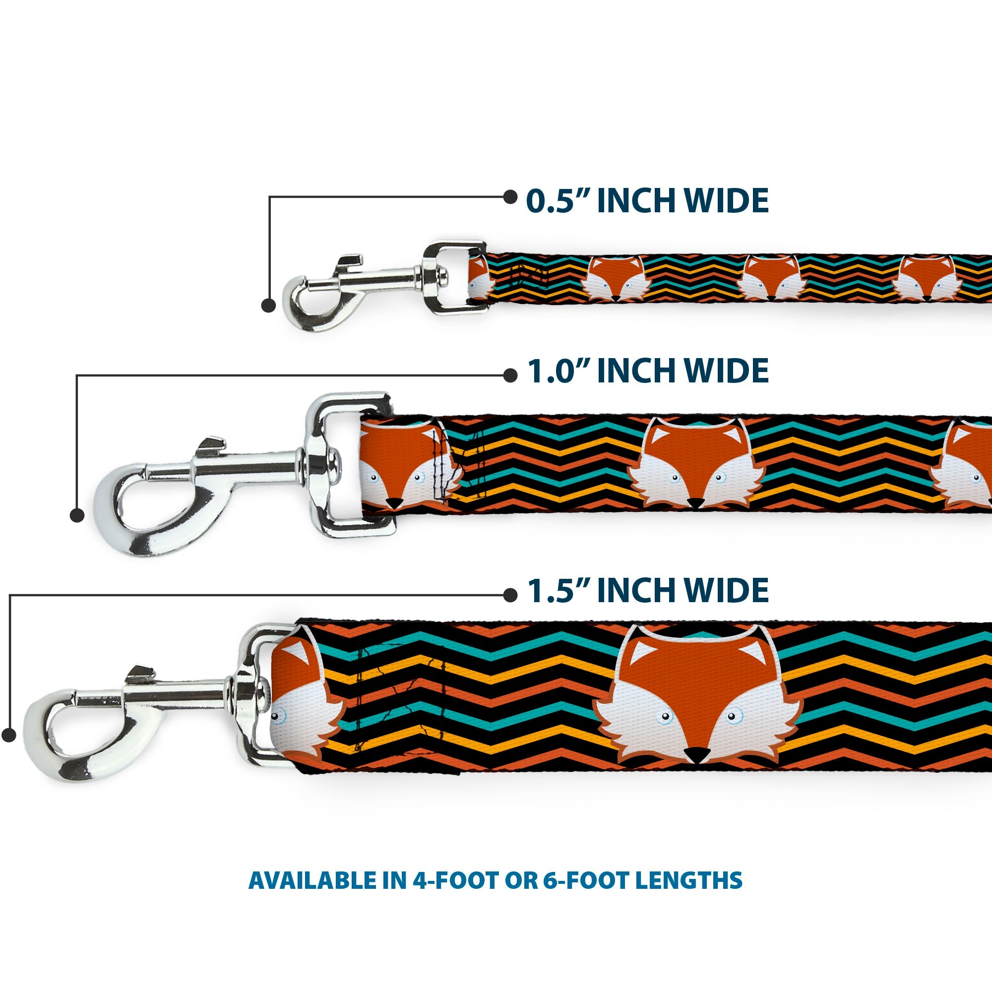 Dog Leash - Fox Face/Stripes Black/Multi Color