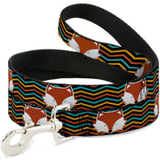 Dog Leash - Fox Face/Stripes Black/Multi Color