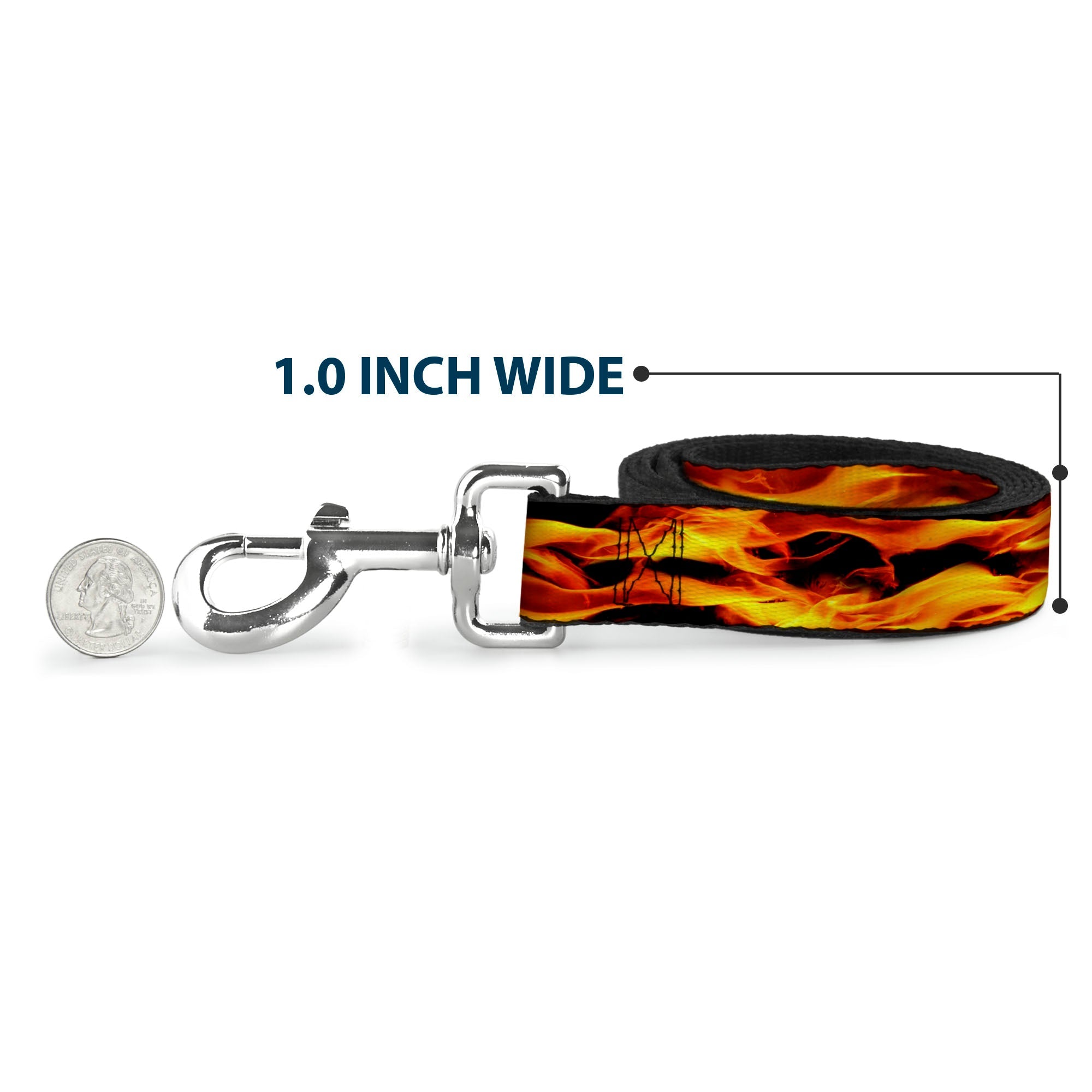 Dog Leash - Flames Vivid Black/Orange