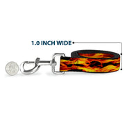 Dog Leash - Flames Vivid Black/Orange
