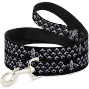 Dog Leash - Fleur-de-Lis/Studs Black/Grays