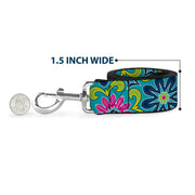 Dog Leash - Floral Burst Turquoise/Blues/Pinks/Yellow/Green