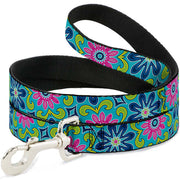 Dog Leash - Floral Burst Turquoise/Blues/Pinks/Yellow/Green