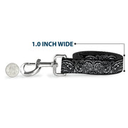 Dog Leash - Floral Paisley2 Black/White